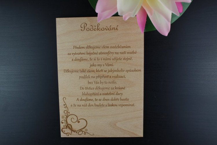 Svatební poděkování svatebčanům