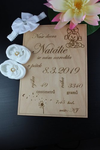 Tabulka k narození dítěte - pro holčičku