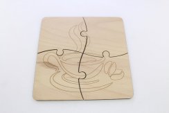 Podtácek ve tvaru puzzle s kávou - vektorový