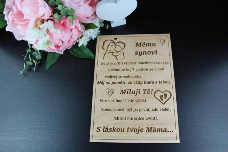 Cedulka Mému synovi
