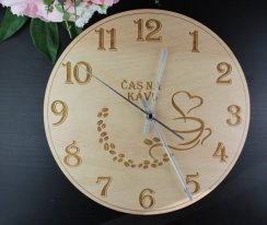Dřevěné hodiny - Čas na kávu