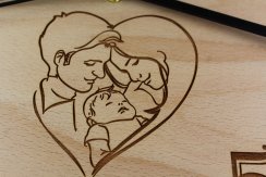 Dřevěné hodiny - Rodina spolu