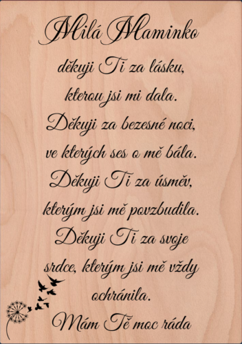 Poděkování mamince A4