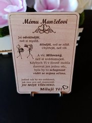 Cedulka - Mému manželovi