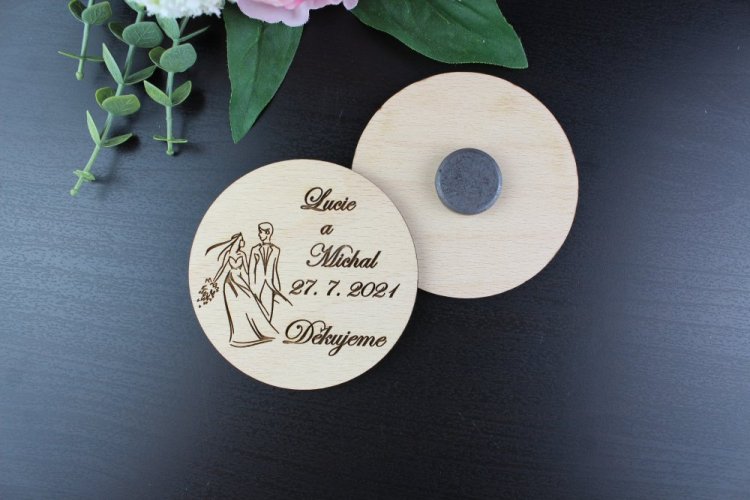 Svatební magnet Decentní obrys páru