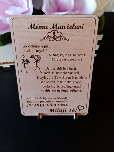 Cedulka - Mému manželovi